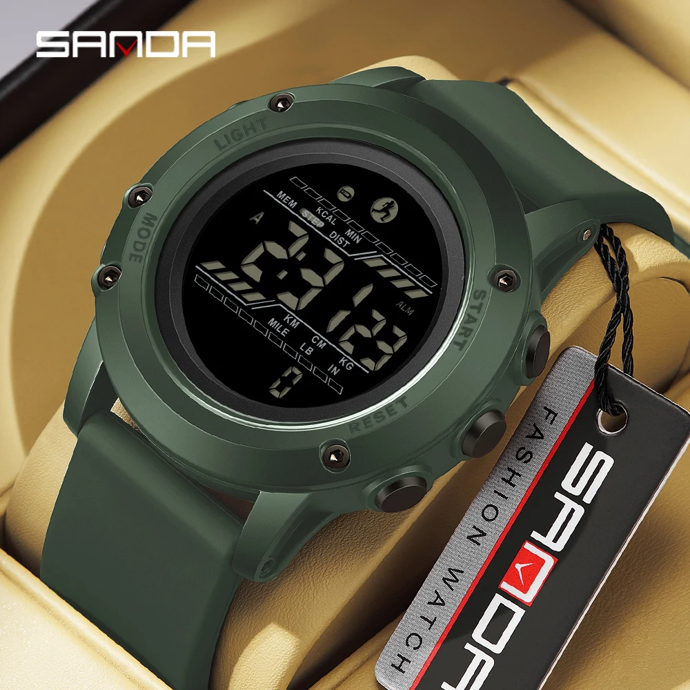 SANDA 2180 ساعة رياضية إلكترونية للرجال عد تنازلي للجيش الأحمر مقاومة للماء متعددة الوظائف ساعة رقمية للرجال 20225