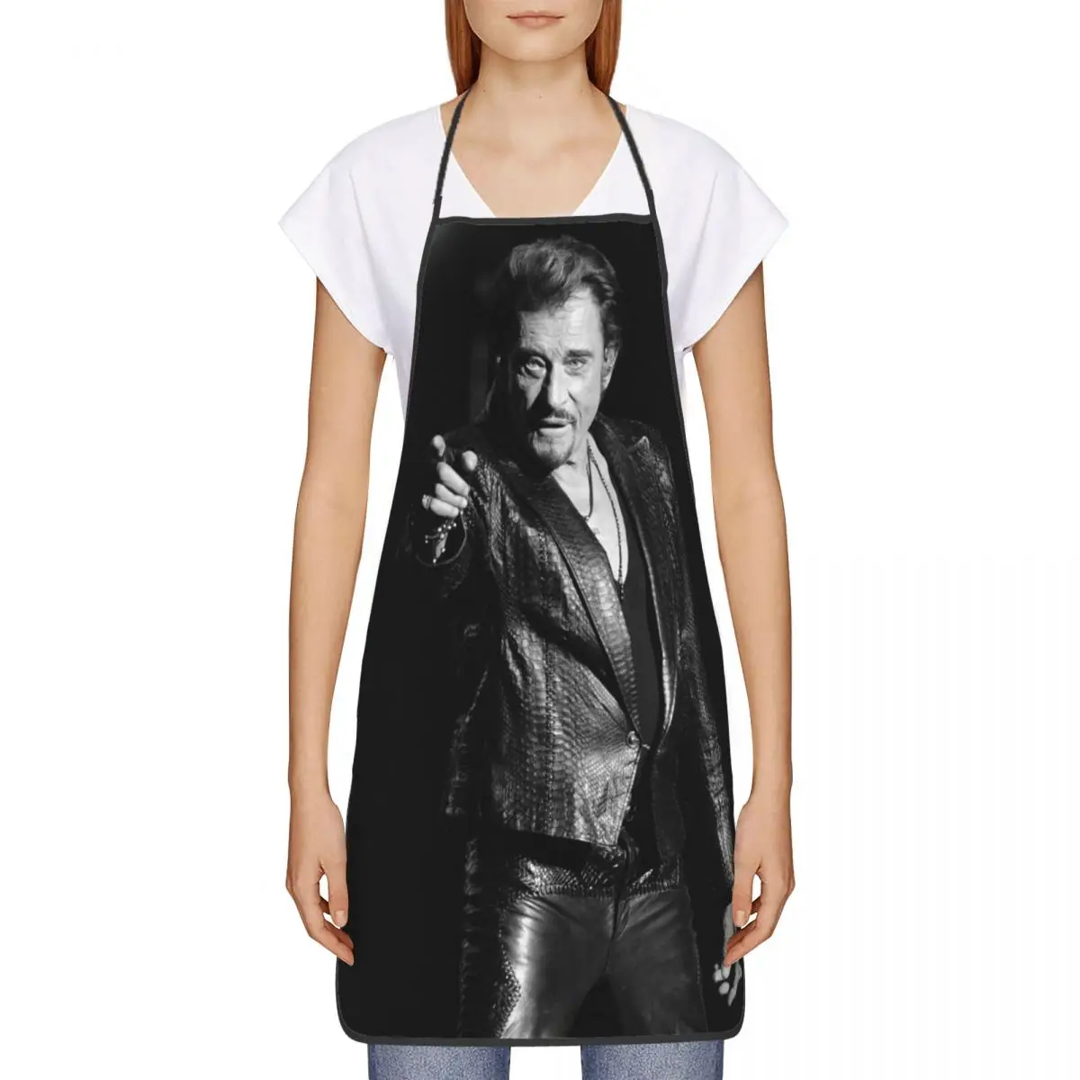 Unisex Johnny Hallyday Kitchen Chef Cooking Baking Apron Men Women French Rock Singer Tablier Cuisine for Gardening