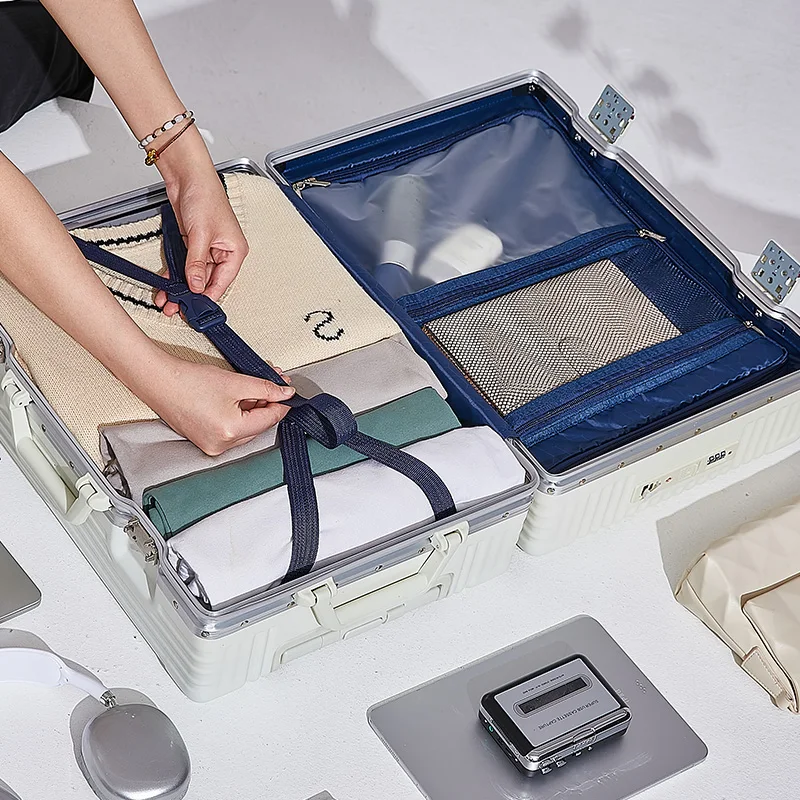 アルミフレーム製ラゲッジコンパートメント、USBポート付きラゲッジコンパートメント、スイベルホイール、カップホルダー、電話ホルダー、20 24インチ