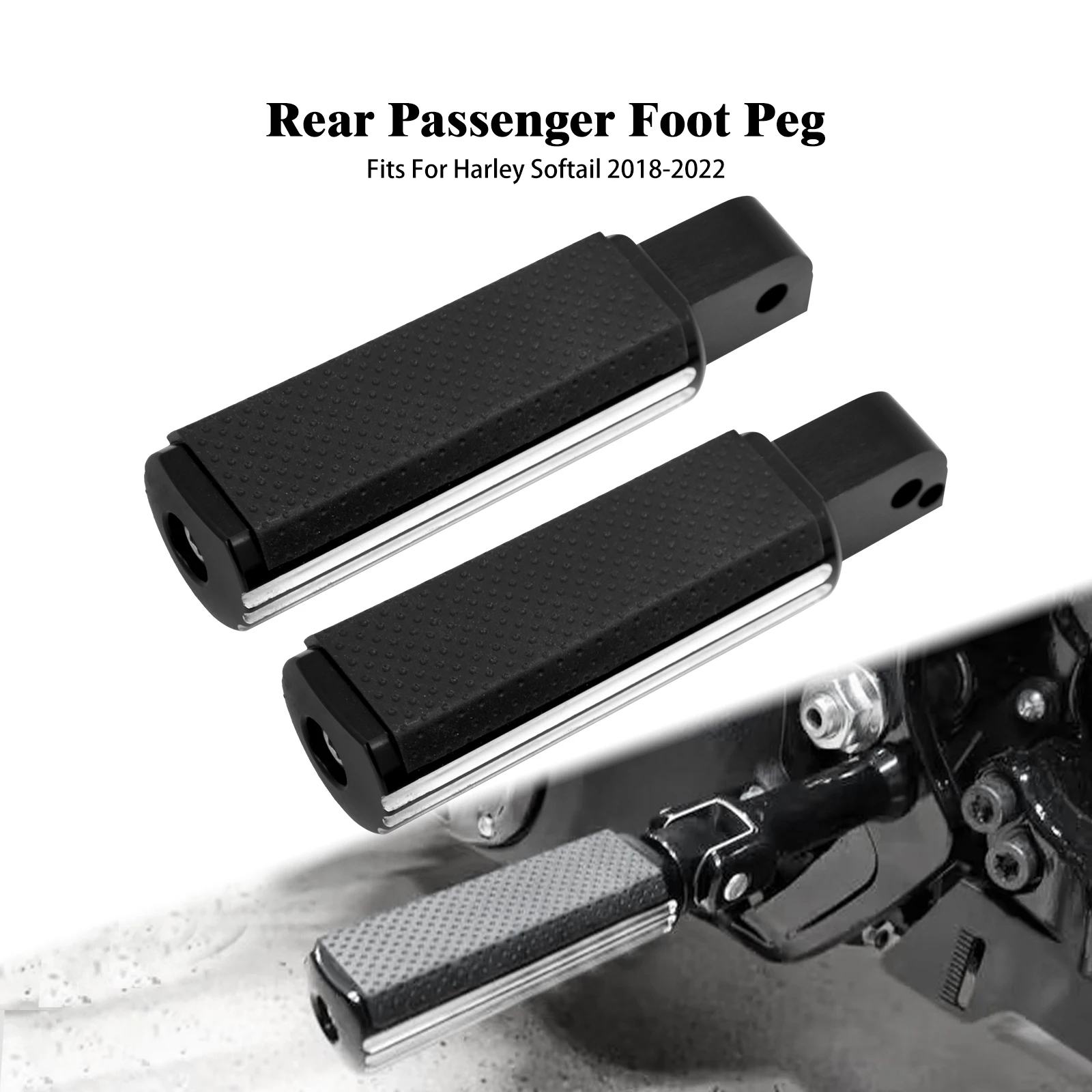 Motorrad Hinten Passagier Fußrasten Fußstütze Schwarz/Chrom Defiance Pedal Für Harley Softail FXBRS Street Bob FLSB FXLR 2018-später