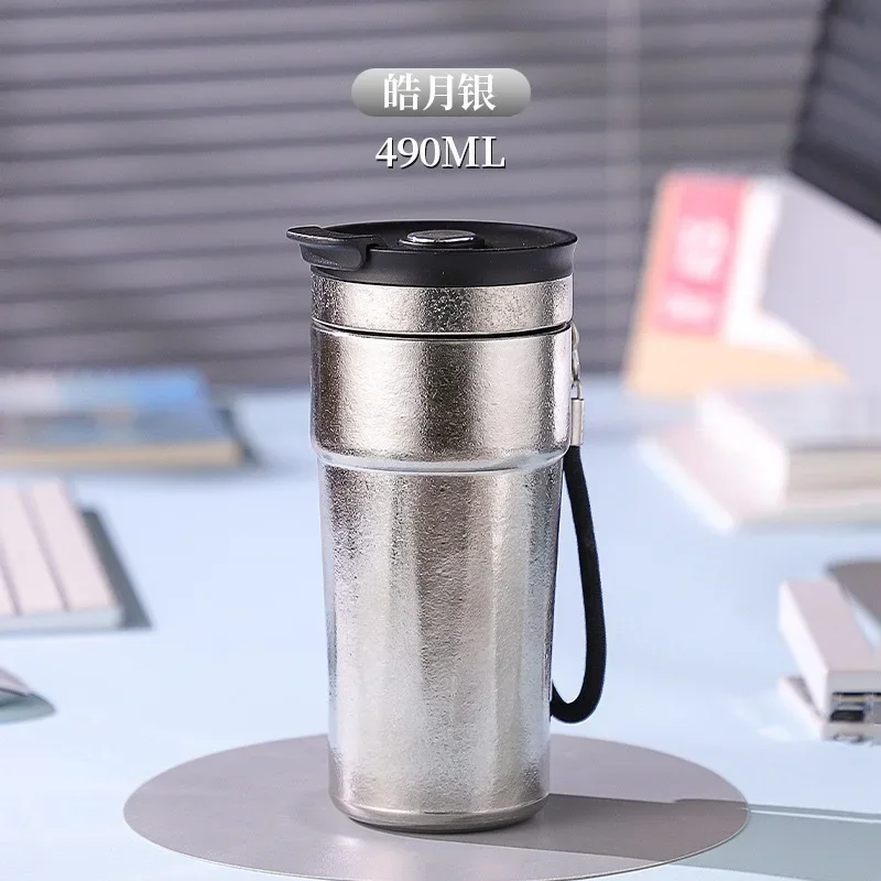 High-end pure titanium magnetic suction drinking coffee cup - fashionable health and wellness business titanium cup gift set