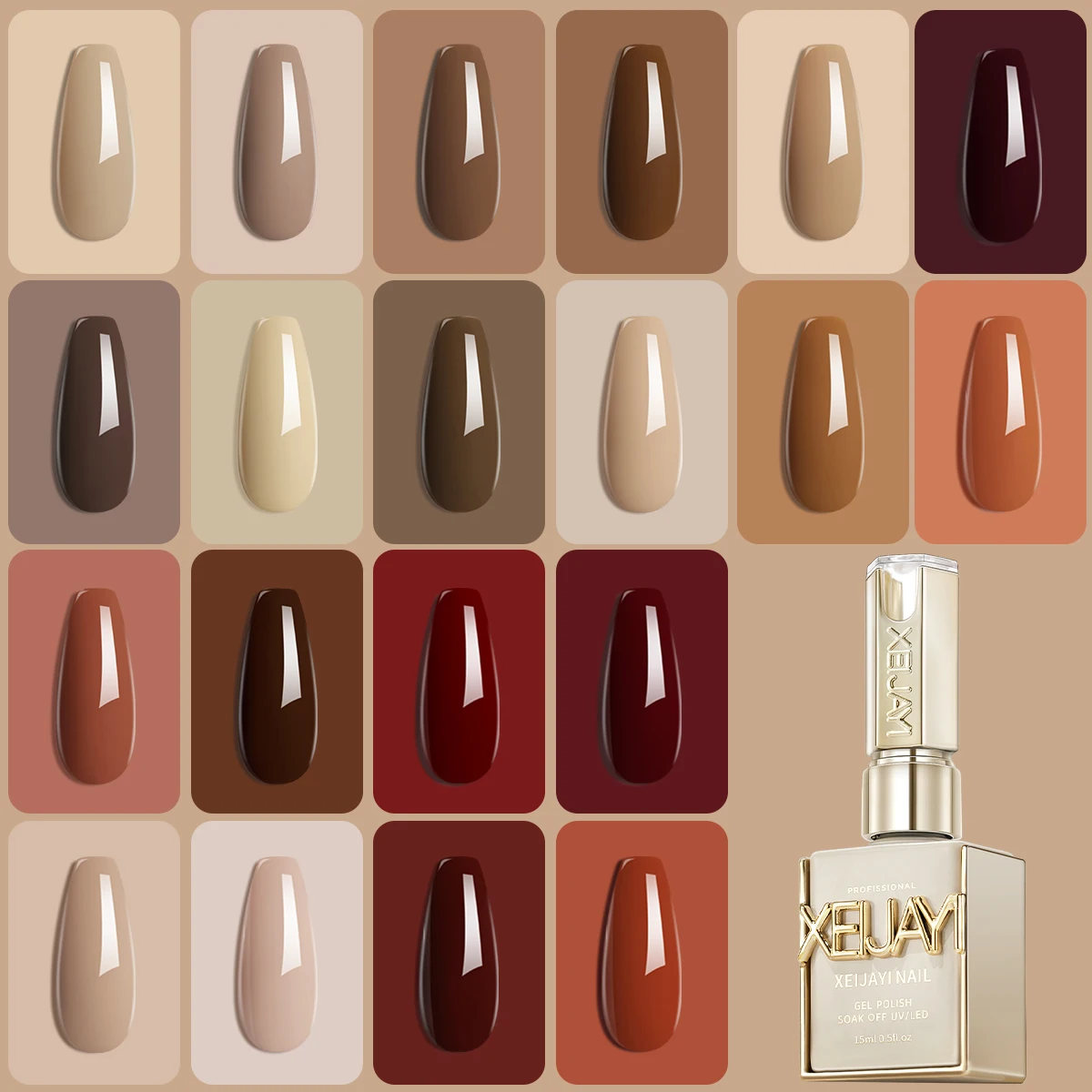 XEIJAYI 20-teiliges 15 ml hochglänzendes Gel-Nagellack-Set in mehreren Farben, Soak Off UV/LED, Formaldehyd und alkoholfrei, perfekt