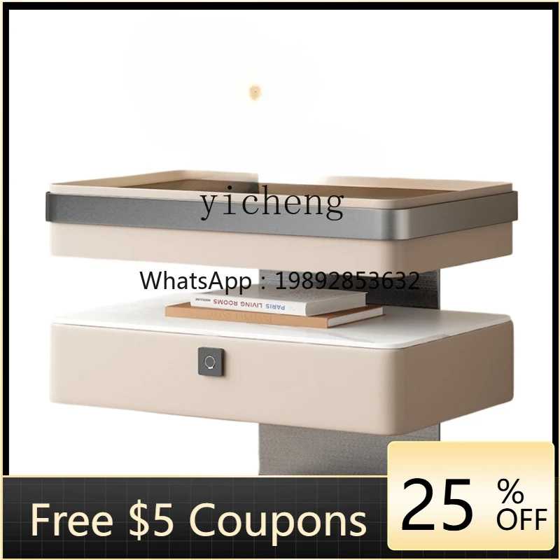 

Zf Bedside Table Light Luxury Fingerprint Lock Wireless Charging Design Sense Bedroom Bedside Cabinet