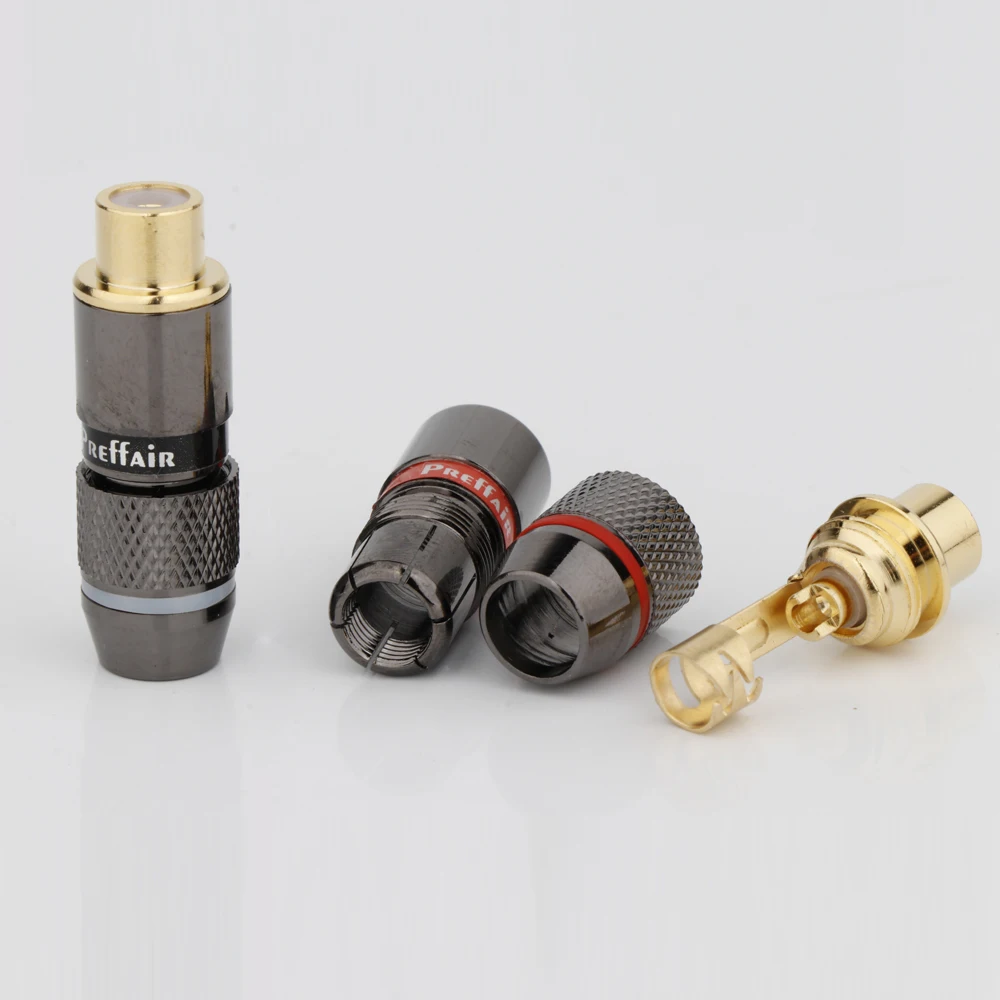 Preffair مقبس لحام من النحاس مطلي بالذهب RCA أنثى قابس لحام لوتس مقبس تمديد الصوت والفيديو الوحش RCA الأسلاك الإناث