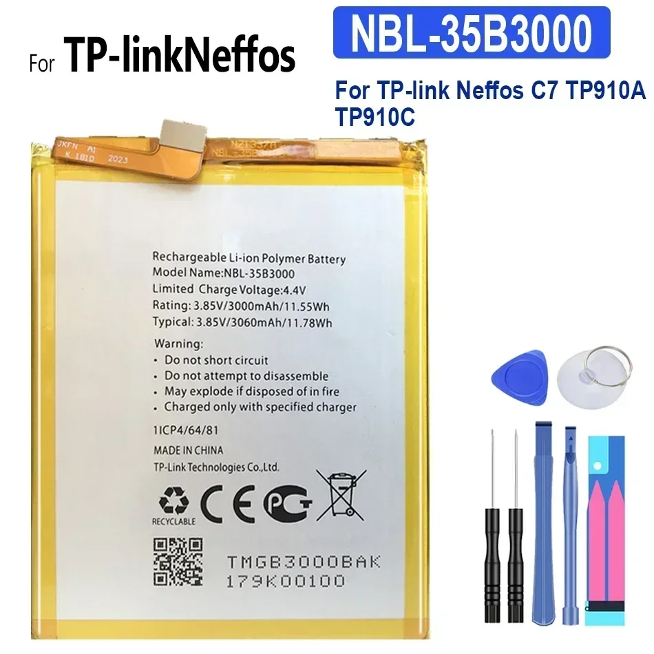 New NBL-35B3000 Battery For TP-link Neffos C7 Y7 X9 TP910A TP910C TP913A Mobile Phone Batteria + Free Tools