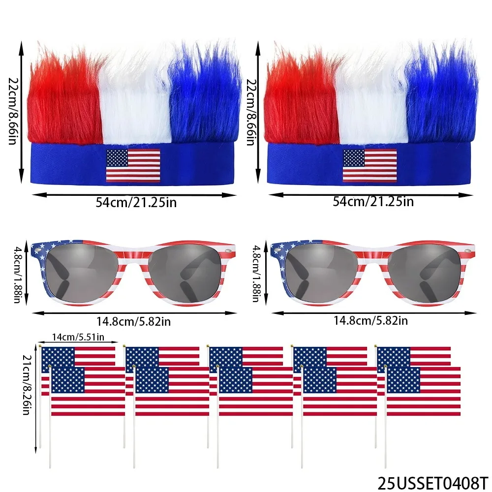 PESENAR Independence Day Themed Party Costume Set (including Headband, National Flag Sunglasses, Small National Flag)