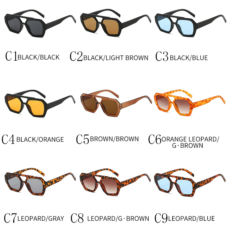 الرجعية مزدوجة الجسور النظارات الشمسية النساء الرجال بسيطة الكلاسيكية ظلال في الهواء الطلق القيادة نظارات شمسية سيدة رجل UV400 نظارات واقية #5