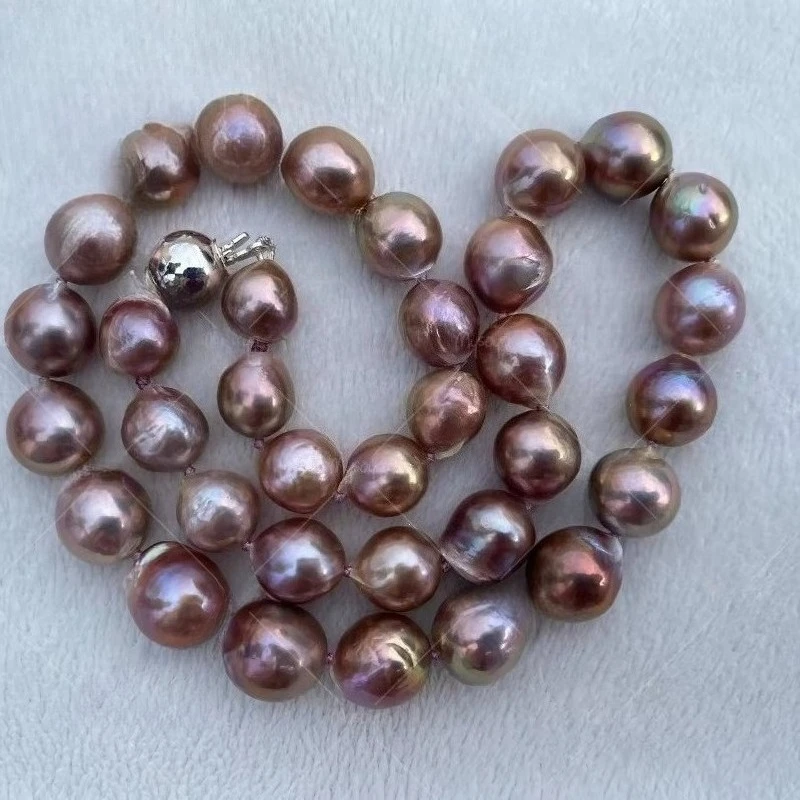 Natural 9-10mm Large Purple Baroque Pearl Necklace Suitable for Birthday and Wedding Gifts