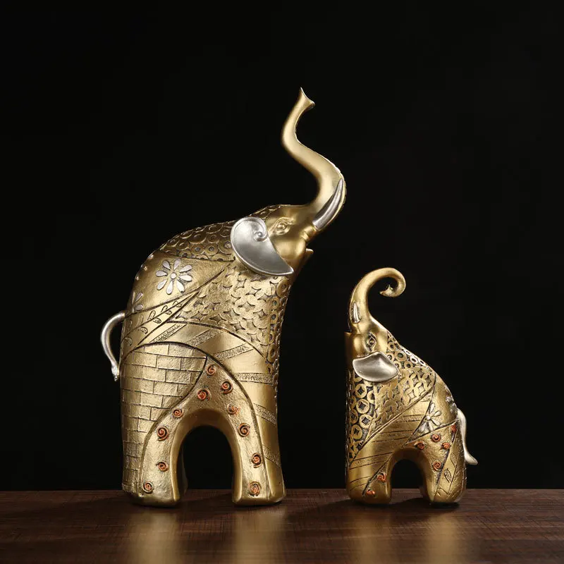 

Elephant Statue Animal Sculpture Resin Figurine Home Room Decoration Crafts Feng Shui Lucky Wealth Ornaments Gift