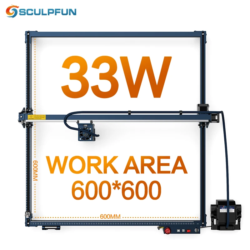 

SCULPFUN S30 Ultra-33W /22W /11W Laser Engraving Machine 600x600mm Engraving Area With Automatic Air Assist Replaceable Lens