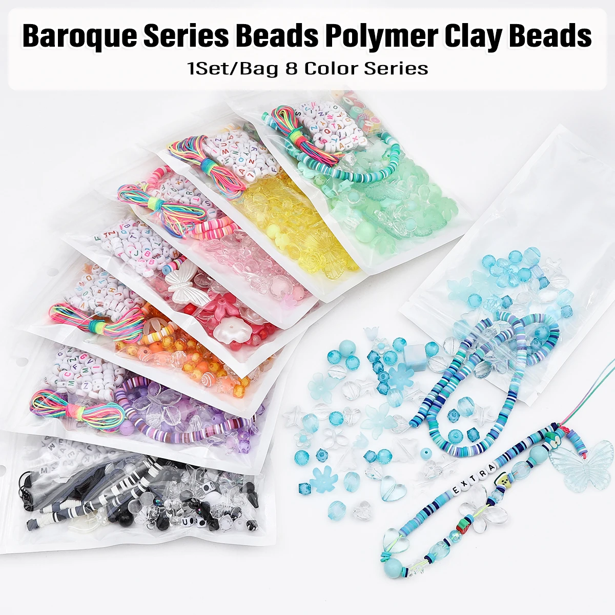 

DIY Baroque Series Beads Polymer Clay Beads Mobile Phone Chain Set Soft For Handmade DIY Making Jewelry Materials 1Set/Bag