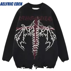 Aelfric Eden Hole Punk Gothic Pullover, Vintage Whole Sweaters, Y2K Streetwear, Hip Hop Pullover, Unisex Harajuku Sweater