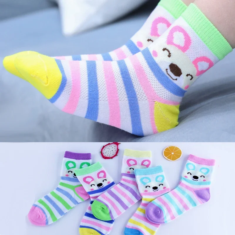 

5 Pairs/Lot Boys Girls Socks Mesh Breathable Short Cartoon Socks For Teenager Kids Children Cotton Socks 1-11T