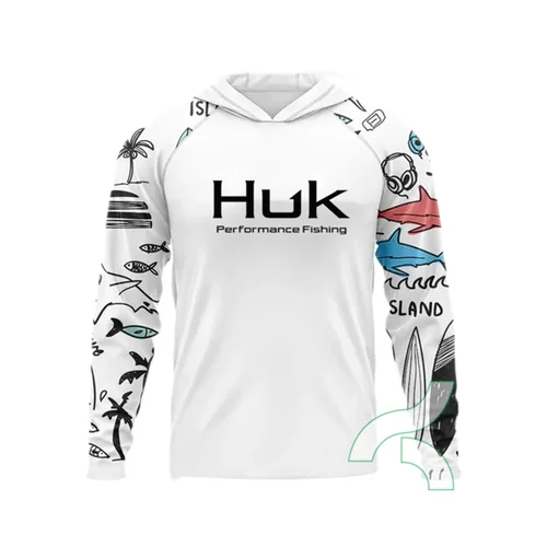 HUK-camisetas De Pesca con capucha para hombre, ropa De pesca De verano, Camping, senderismo, Upf 50+, protección solar, Camisa De Pesca transpirable