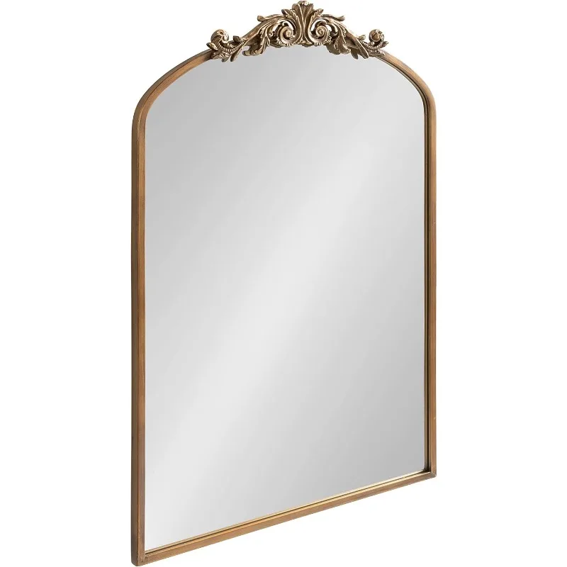 Traditional Arch Mirror 24 x 36 Antique Gold Baroque Inspired Wall Decor for Entryway and Fireplace Or Living Room Bath Mirrors