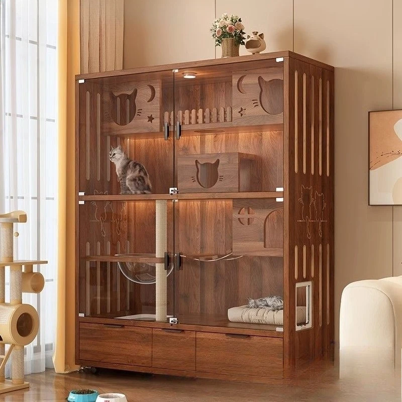 

Cat cage household indoor free space house nest oilet integrated cat cabinet villa