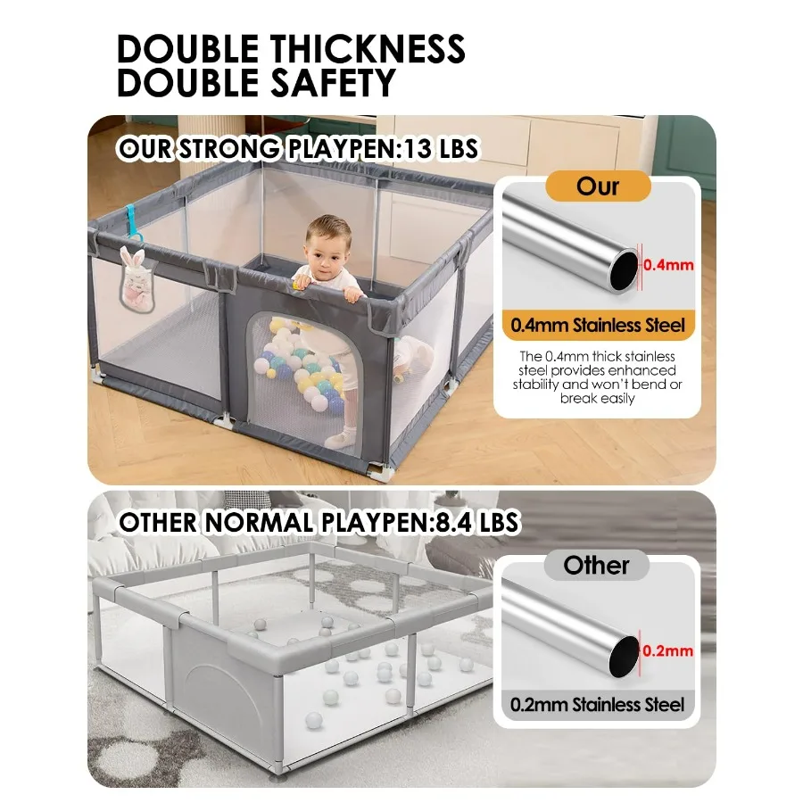 [Atualizado] cercadinho de bebê dearlomum 50x50 playard de bebê resistente com tubos de aço espessados cerca de segurança antiderrapante interna e externa com inteligência
