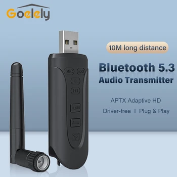 Goelely Bluetooth 5.3 AudioTransmitter Adapter V5.3 APTX HD Audio Transmitter Driver Free Bluetooth Adapter Dongle for Laptop