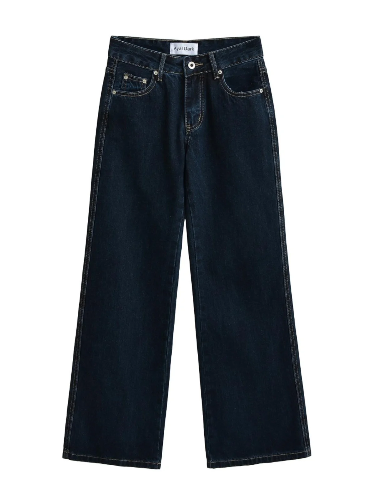 

American Retro Low Waist Original Color Wide Leg Denim Pants Women's Autumn New Sle Spicy Girl Straight Floor-Length Pants