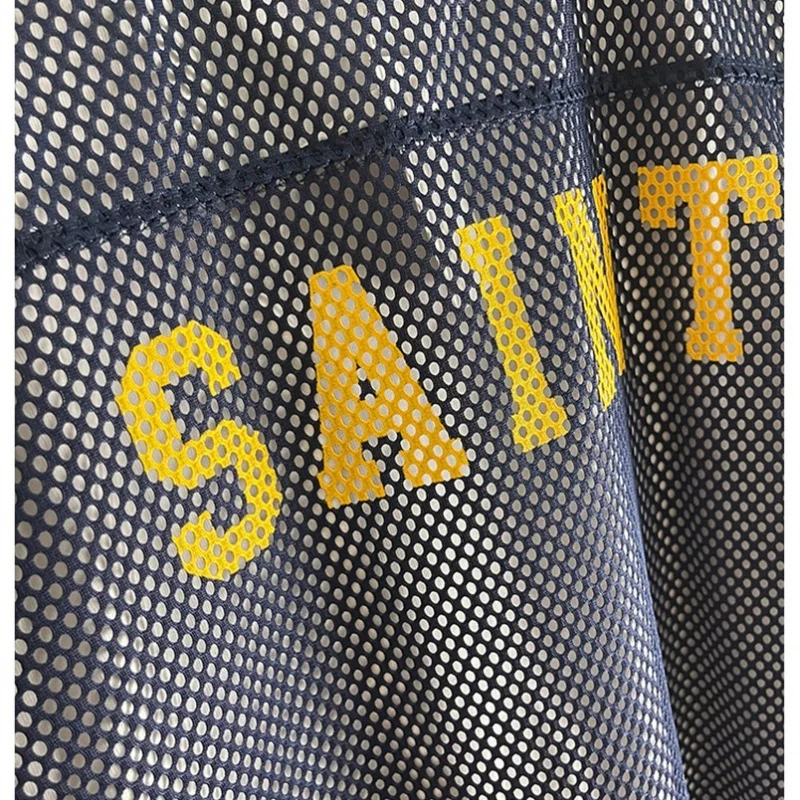 Summer Saint T Shirt 80 Print Perforated Mesh Rugby Uniforms Loose American Hip Hop Short Sleeved Tshirt Men Women Jerseys