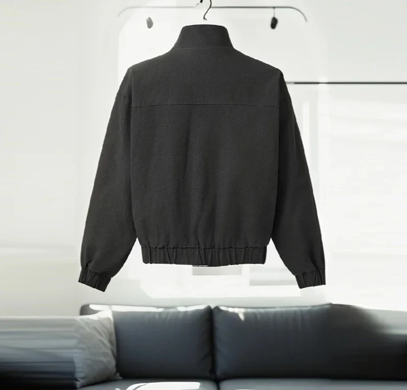 سترة نسائية كاجوال بياقة مائلة غير منتظمة وأزرار معدنية معطف فضفاض بأكمام طويلة