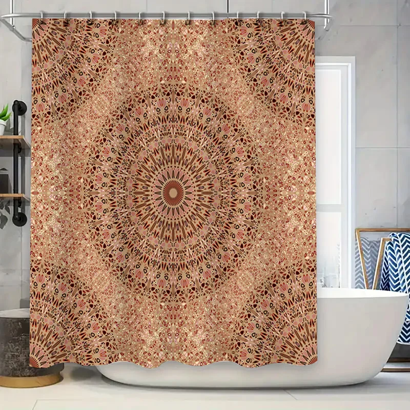 

Винтажная ретро занавеска для душа с мандалой, водонепроницаемая полиэстеровая декоративная занавеска для ванной комнаты с 3D принтом и крючками для дома