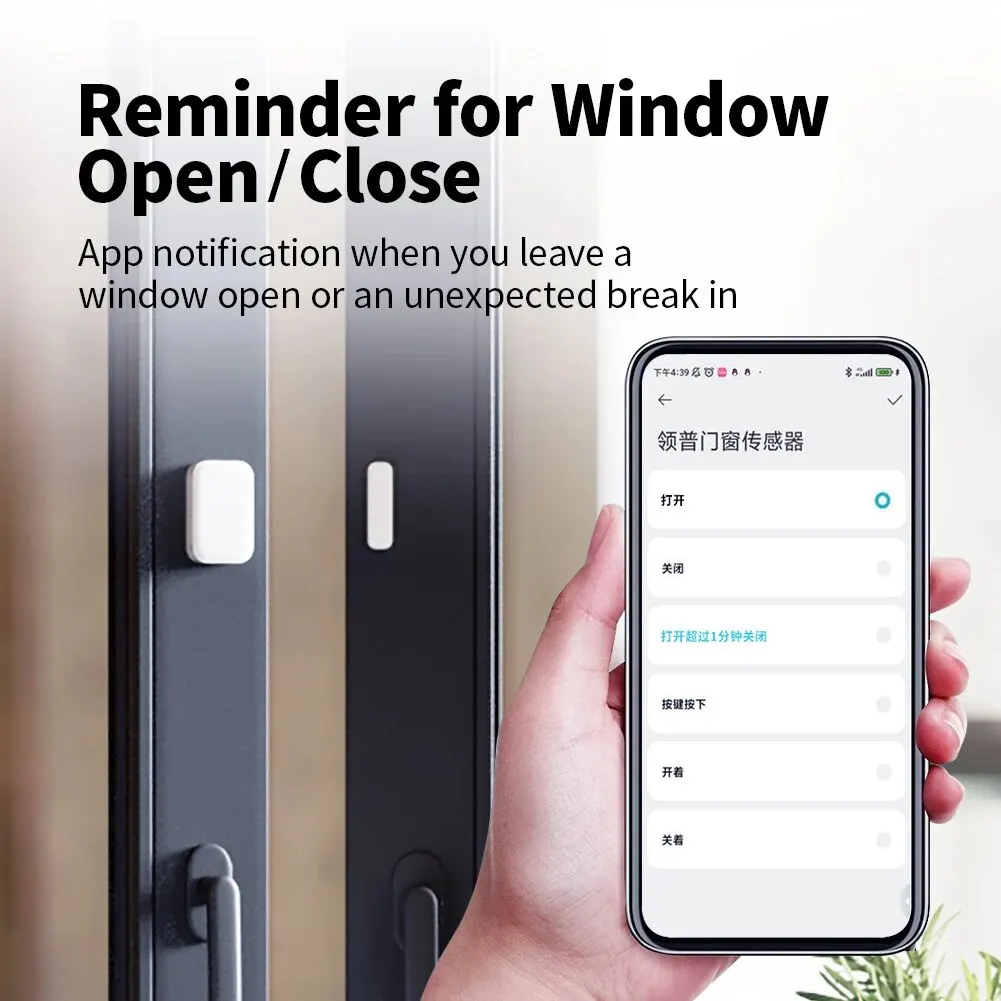 Sensore per porte e finestre Linptech MS1, sensore di contatto Xiaomi IPX7 impermeabile, 5 anni di durata della batteria per Smart Home funziona con l'app Mijia