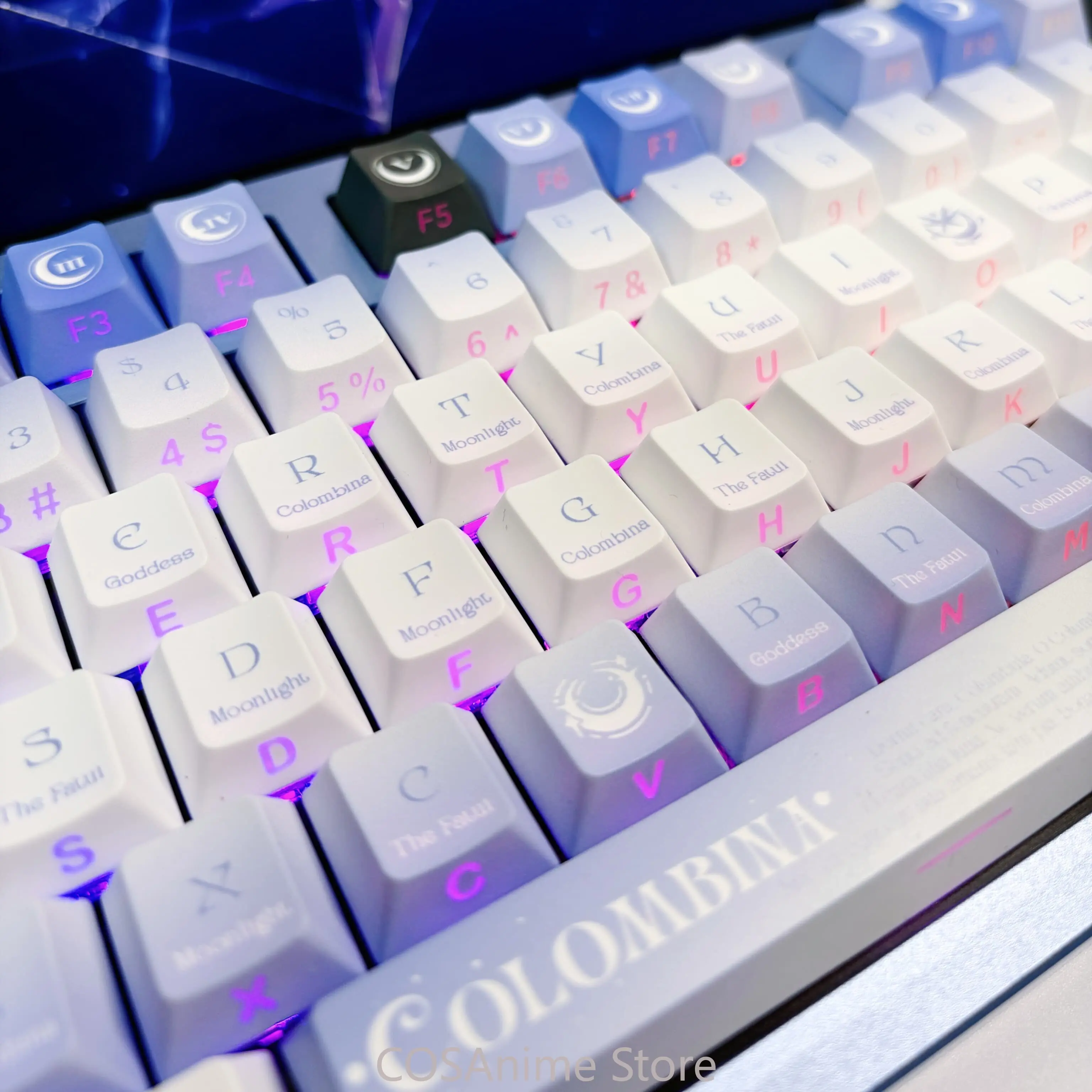 Genshin Impact Columbina Anime Cosplay Side Lighting Cartoon Keycaps PBT Mechanical Keyboard Keycap Keyboards Cap Fans Gift view 4