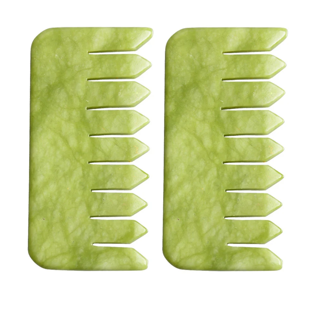 

2Pcs Jade Scalp Massager Combs Premium Quality Antistatic Design for Blood Circulation and Oil Balance Green Massage Comb