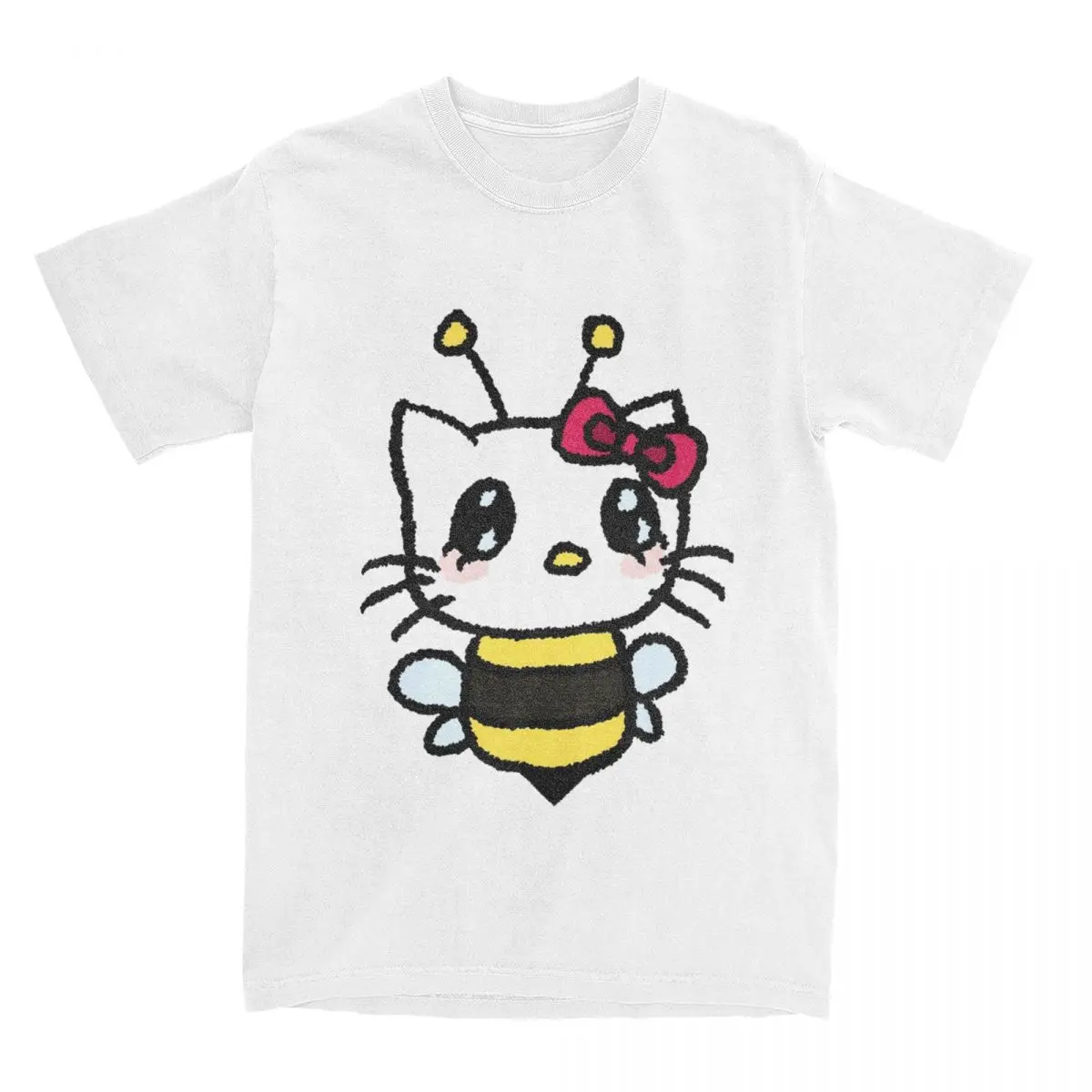 

Винтажные футболки с изображением Hello Bee Kitty Cats, мужские и женские хлопковые футболки, уникальные топы