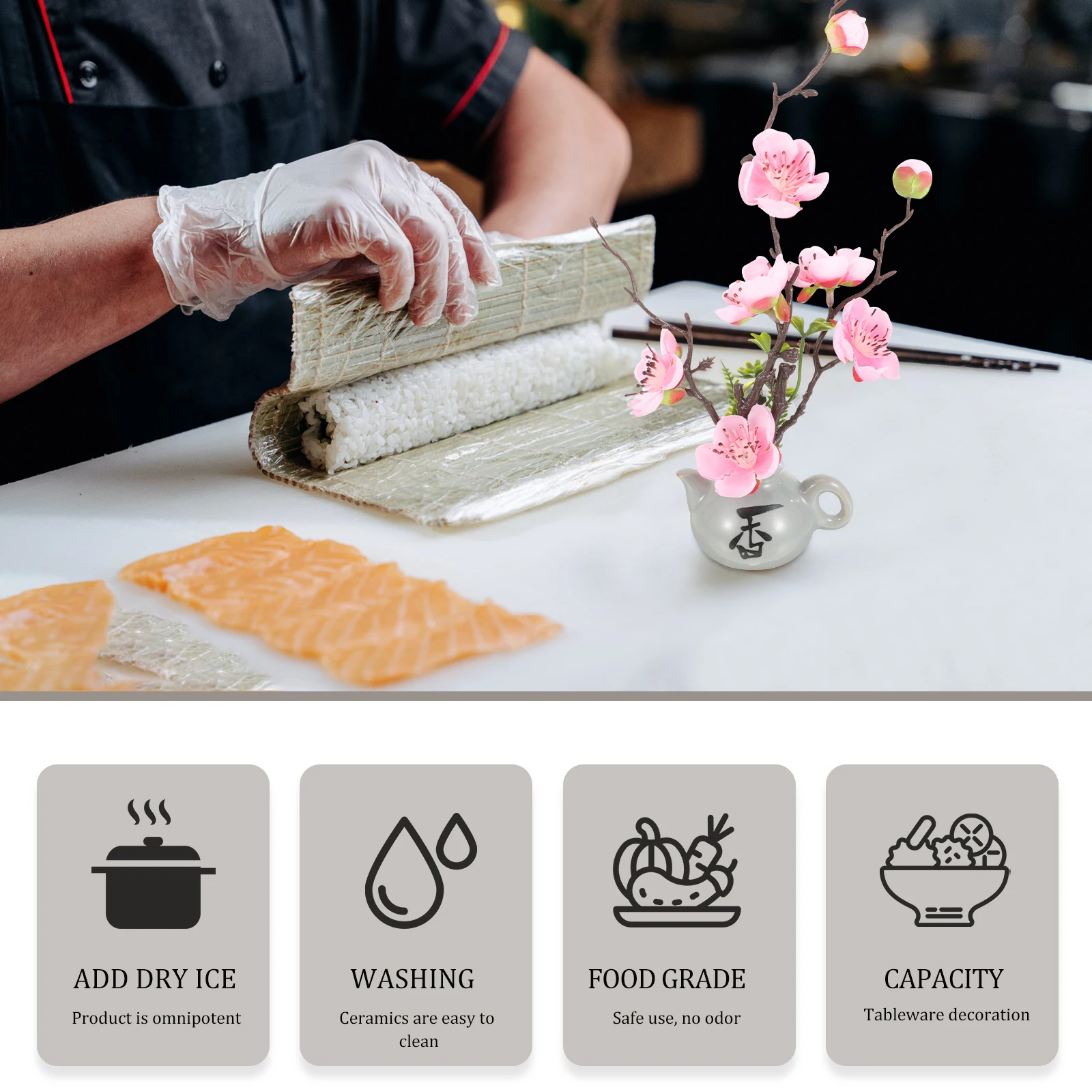 

2pcs Plum Blossom Artificial Flowers for Sushi Plates Japanese Style Party Favors Small Plates Decorative Flowers Enhance Food