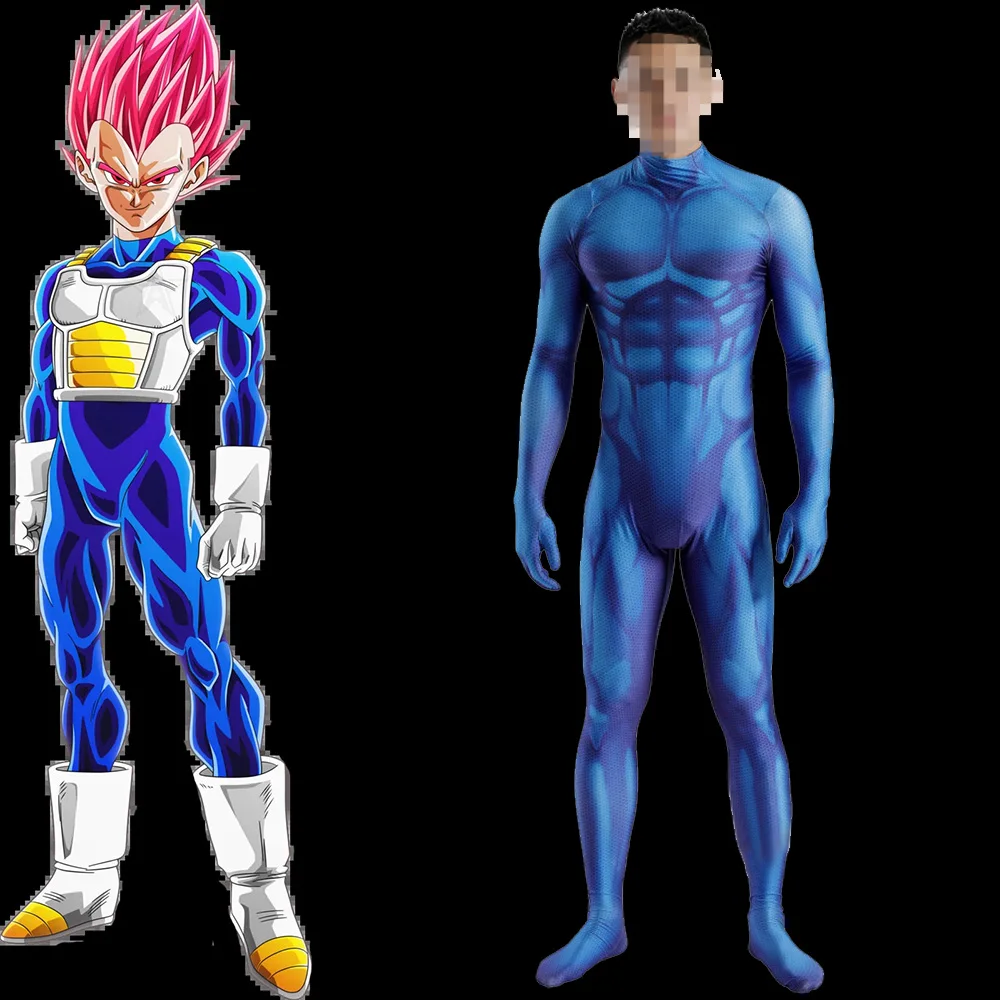 Dragon Saiyan Costume Cosplay Spandex Halloween Costume Ball Saiyan Superhero Zentai Bodysuit for Adult Kids