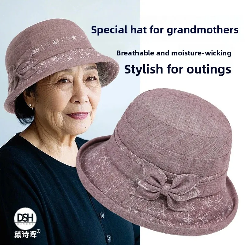 Women's Fishing Cap Spring Autumn Summer Sun Protection Hat round Top Adjustable Size for Middle-Aged And Elderly Mothers