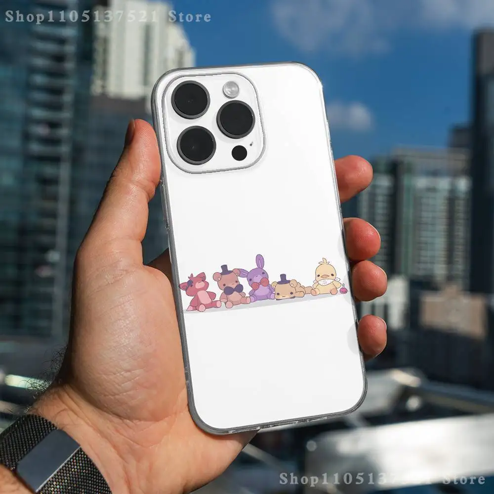 Funda de teléfono F-Fnaf Five-Nights-At-Freddys para iPhone 17,16,15,14,13,12,11 Pro,Max,Plus,X,XS,XR,SE4,E Mini funda suave transparente