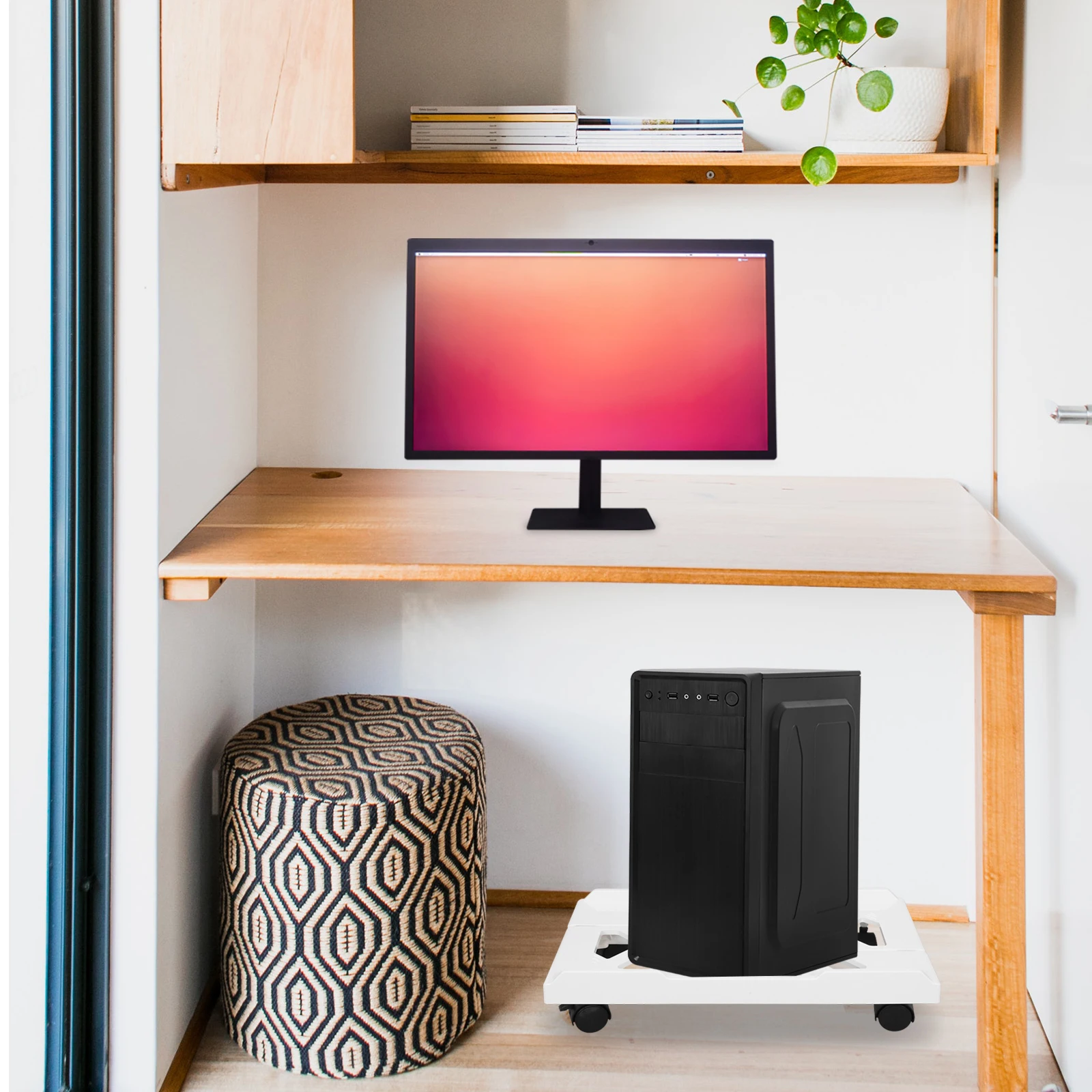 

Adjustable Stand Floor Computer Tower Holder Under Desk With Wheels Ventilation Cooling For Cpu Case Carpet Stand