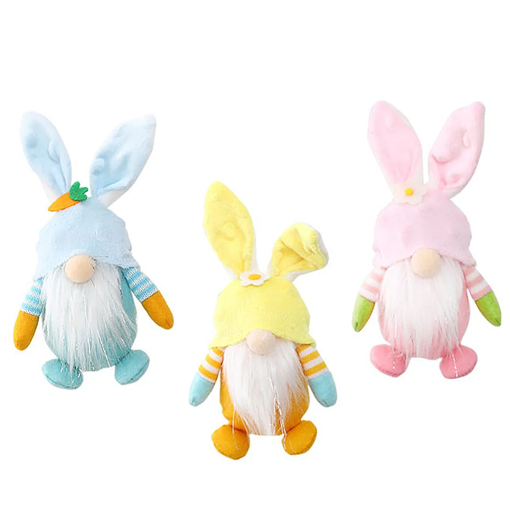 

3 Pcs Elf Decoration Stuffed Bunny Easter Ornament Rabbit Gnome Decors Decorations