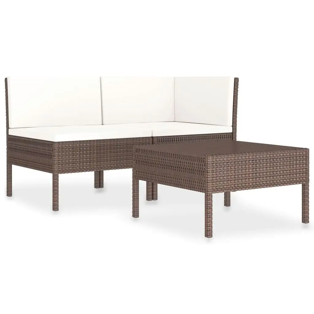 Braunes PE-Rattan-Gartenmöbel-Set, 3-teilig, modular, modernes Design, wetterbeständig