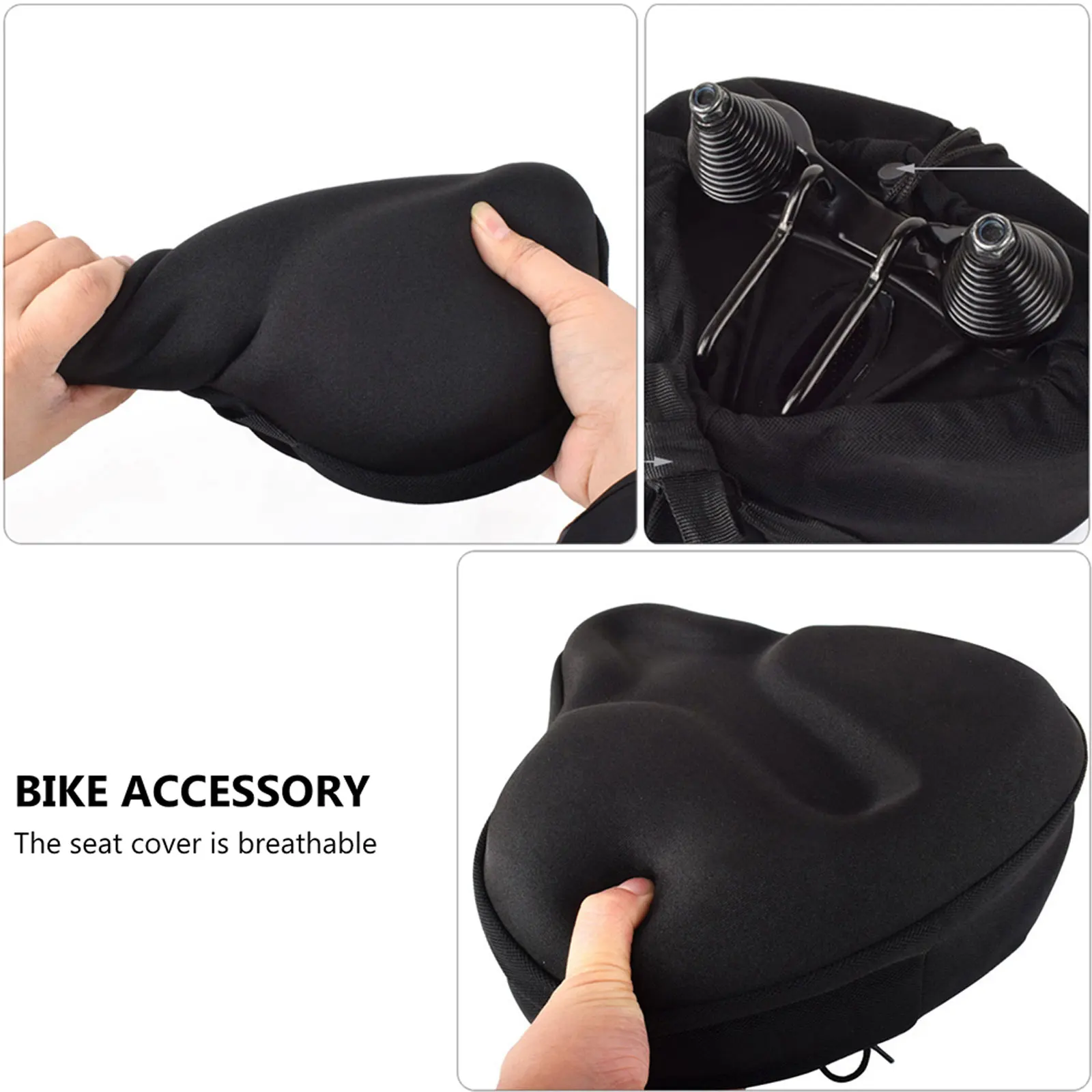 Thick Bike Seat Cover Sponge Saddle Cushion Comfortable Breathable Anti-Skid Bike Seat Cushion Cover for Outdoor Riding