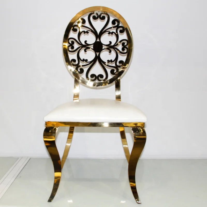 

Dining wedding gold-stainless-steel-wedding-chair chair with pattern for weeding decor