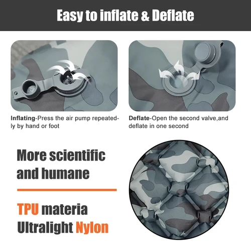 Imagen 2 del producto PACOONE-colchoneta para dormir al aire libre, colchón inflable para acampar con almohadas, colchoneta de viaje, cama plegable, cojín de aire ultraligero para senderismo