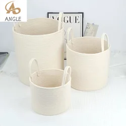 Paniers de Rangement de Jouets pour Bébé et Enfant, Couleur Blanche Unie, Corde en Coton Tissé, mir à illant