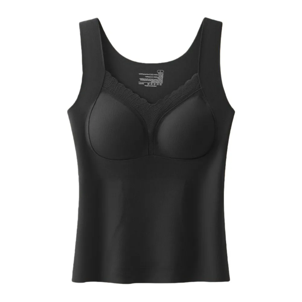 

Slim Fit Seamless Thermal Vest with Fix Pads Warm Camisoles Tank Top Antistatic Intimates Wool Warm Undershirts Autumn Winter