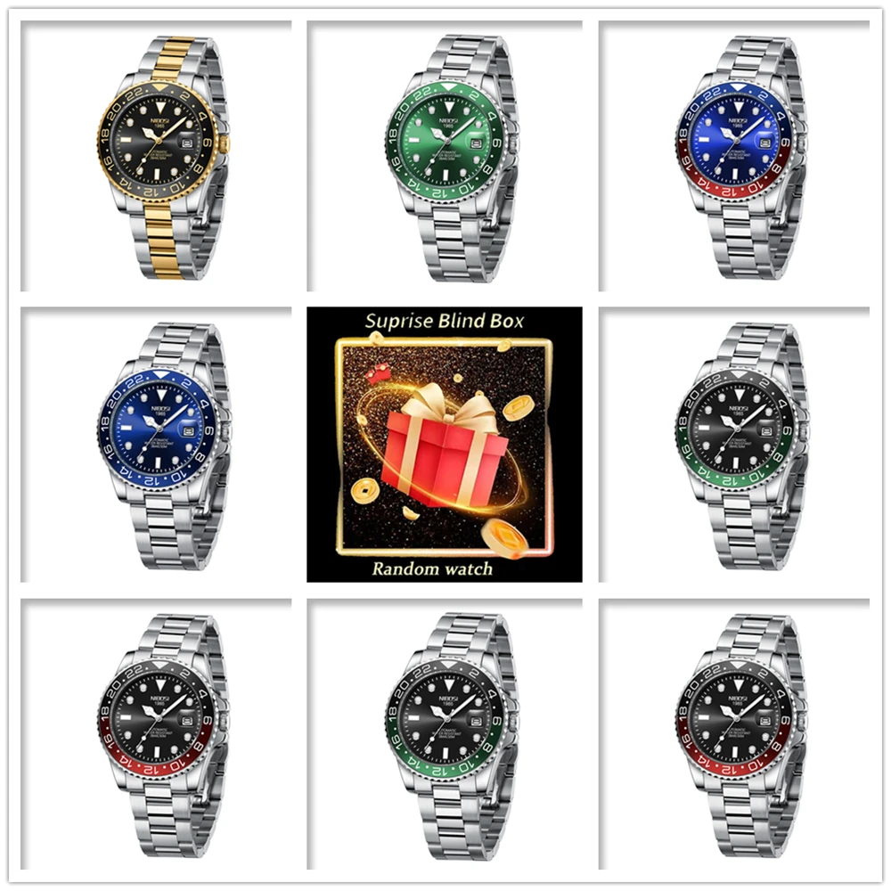 NIBOSI Men's Watches Blind Box Surprise Mysterious Fashion Trend Quartz Watch Top Brand Luxury Week Date Watch Men Reloj Hombre