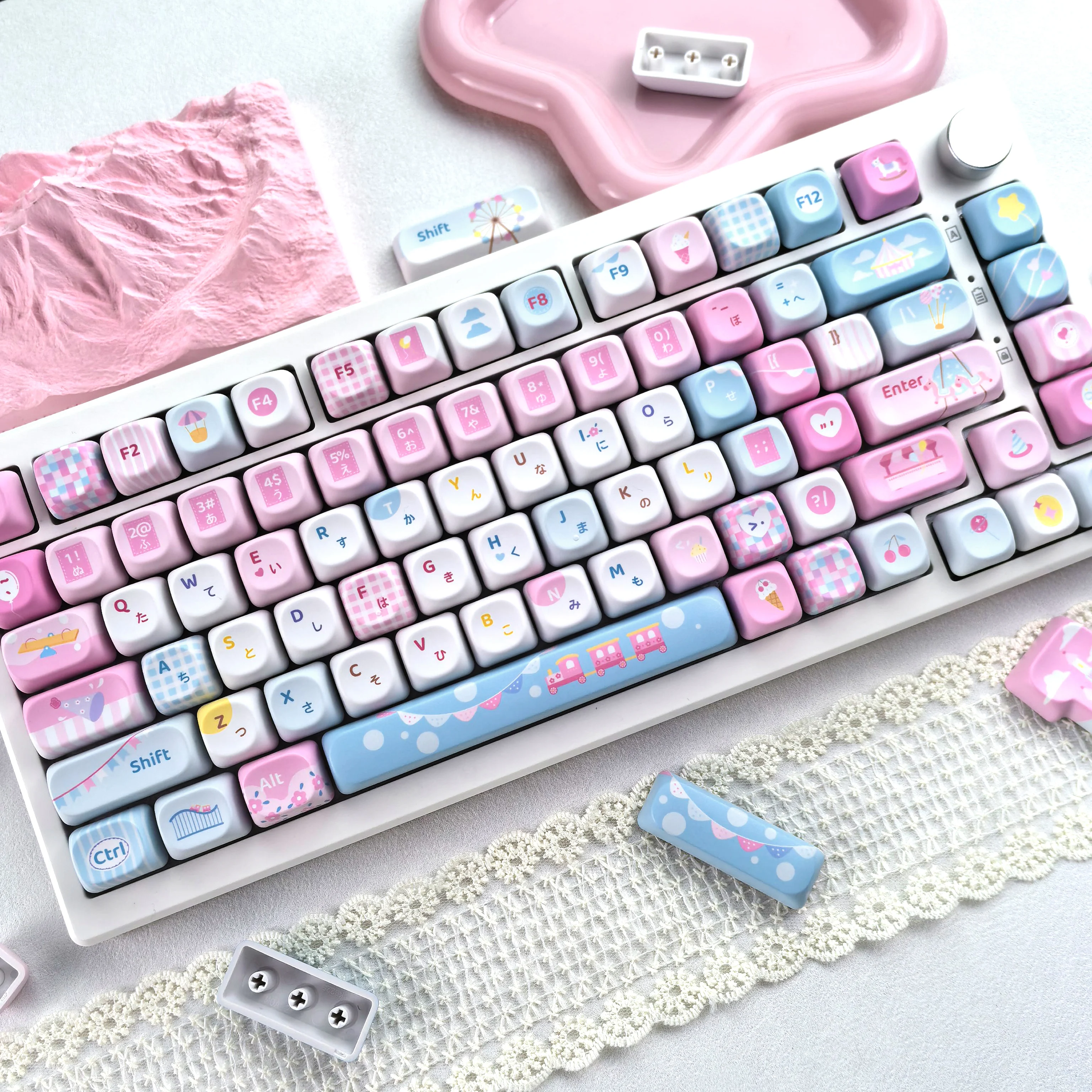 MAIMOOO Keyboard Keycaps Garden Party Russian Korean Cherry Moa Pink Blue Cute DIY Personalized PBT Keycaps