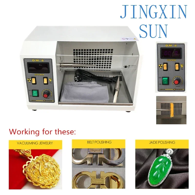 DM-8 Mini Grinding Motor Jewelry Polisher Machine Bench Grinder 220V 11V Polishing Machine with Dust Collector