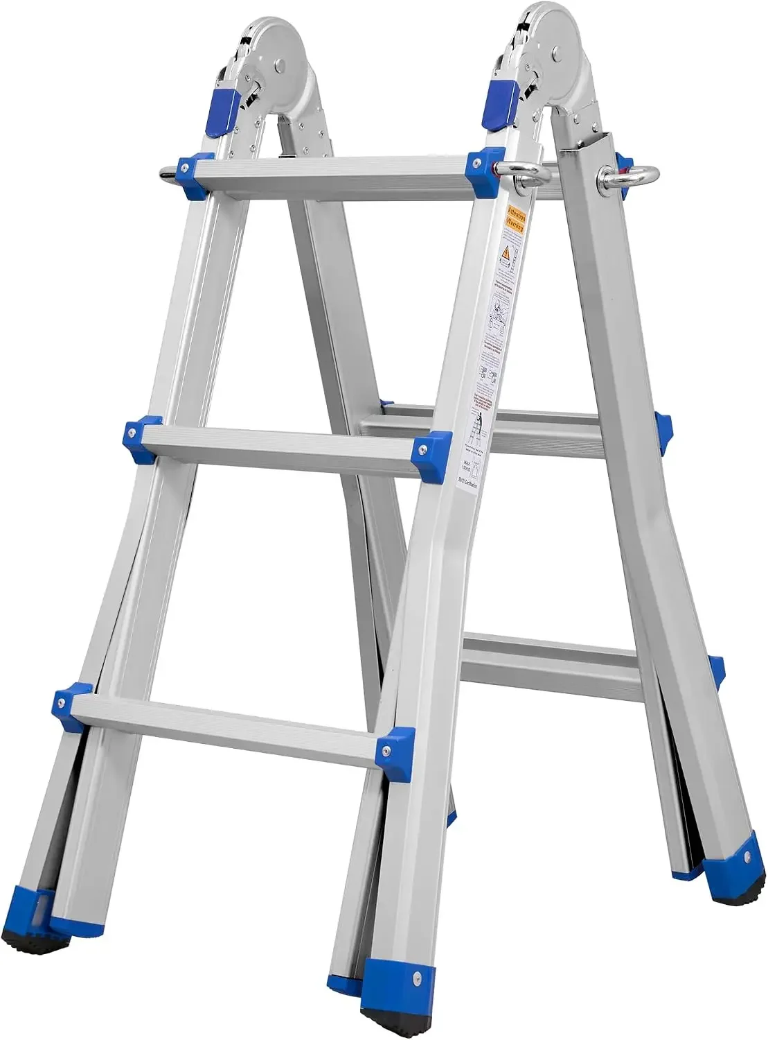 10 FT A-Frame Telescoping Ladder,10 Step Ladder,330LBs Load Capacity,Portable Extension Ladder Multi-Purpose Collapsible for Sta