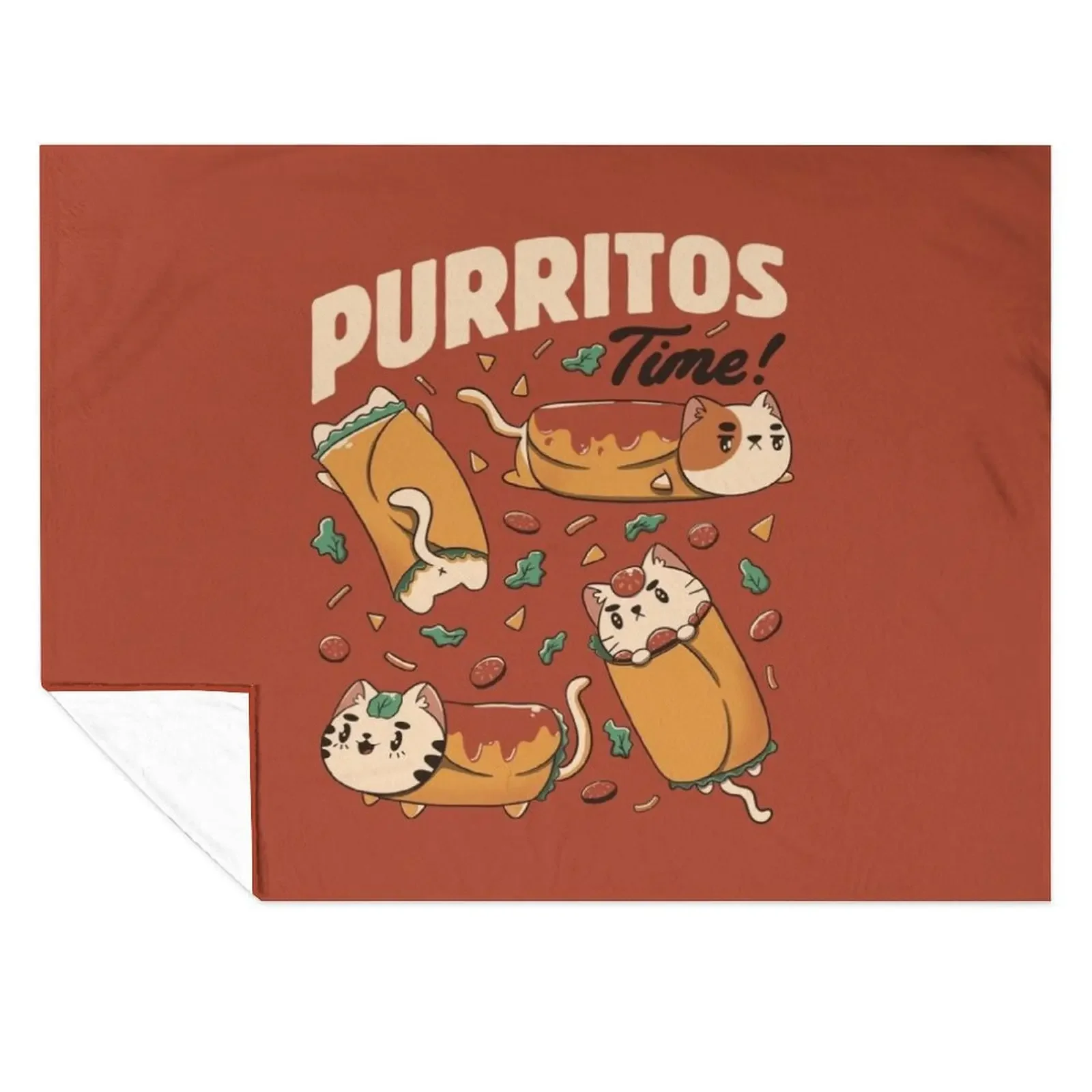 

Purritos Time Burrito Cat Funny Mexican Food by Tobe Fonseca Throw Blanket For Decorative Sofa Bed funny gift Plaid Blankets