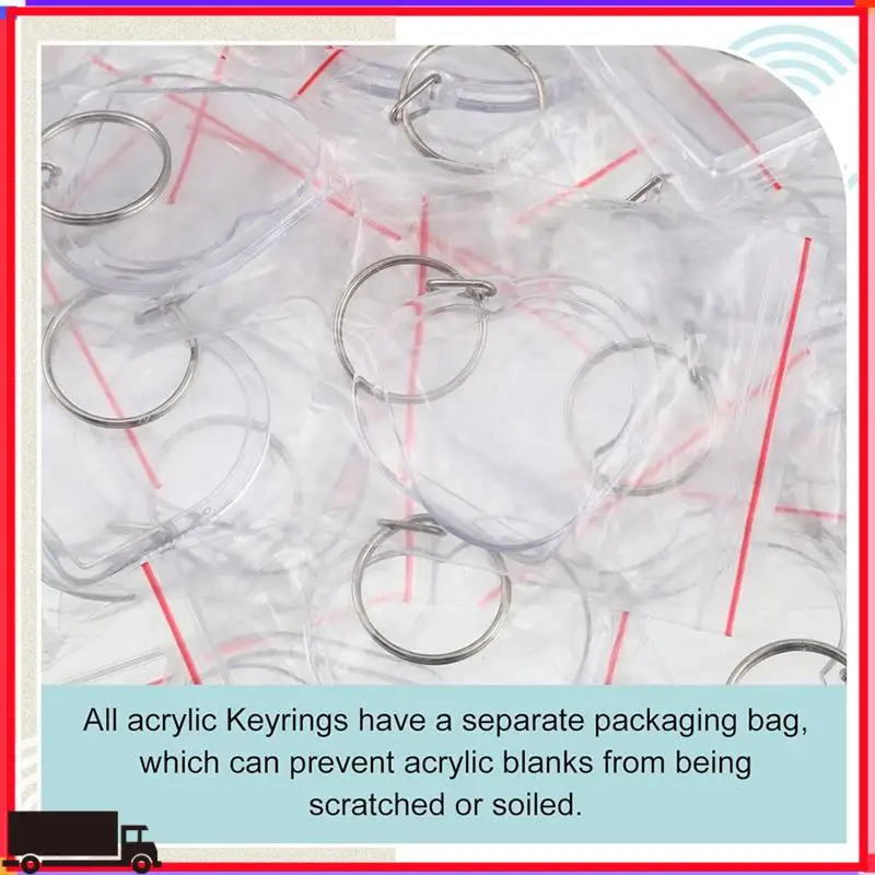 Premium 50 Sets Snap-In Acrylic Photo Frame Keychain Custom Insert Photo Keyring Clear Blank Picture Keyring With Tassels