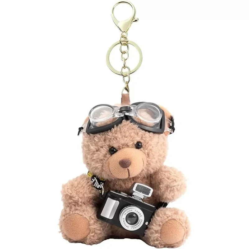 Creative Plush Trendy Cool Bear Student Backpack Pendant Doll Cute Couple Keychain Cartoon Small Gift Creative Animal Toys