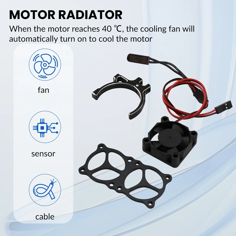 Best-For RC Car 3650 3660 550 540 Motor Heatsink Cooling Fan With Thermal Sensor CNC Aluminum Alloy Clamp Heatsink